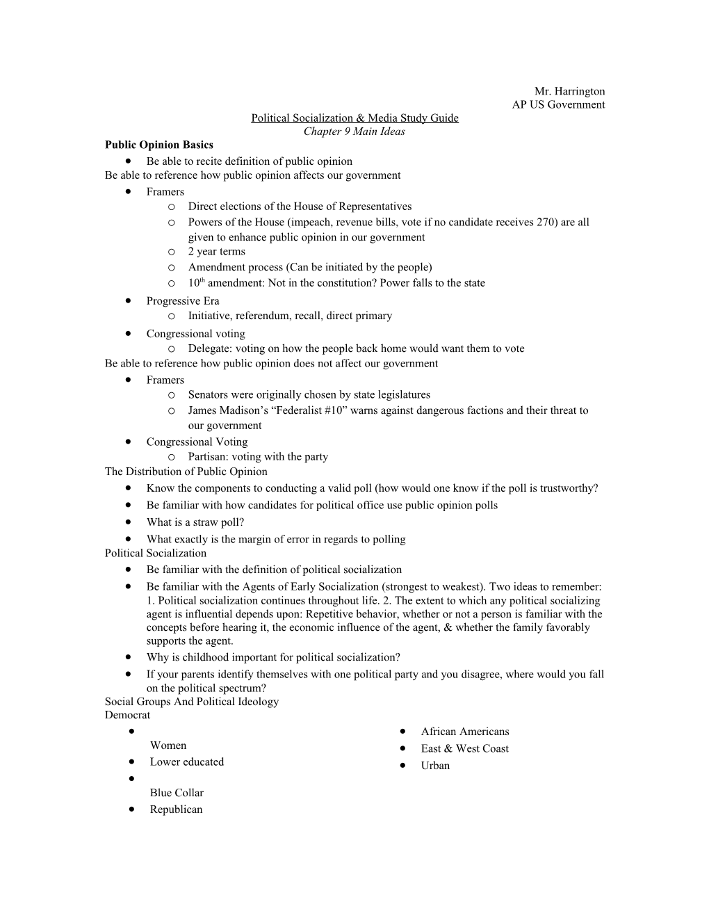 Political Socialization & Media Study Guide