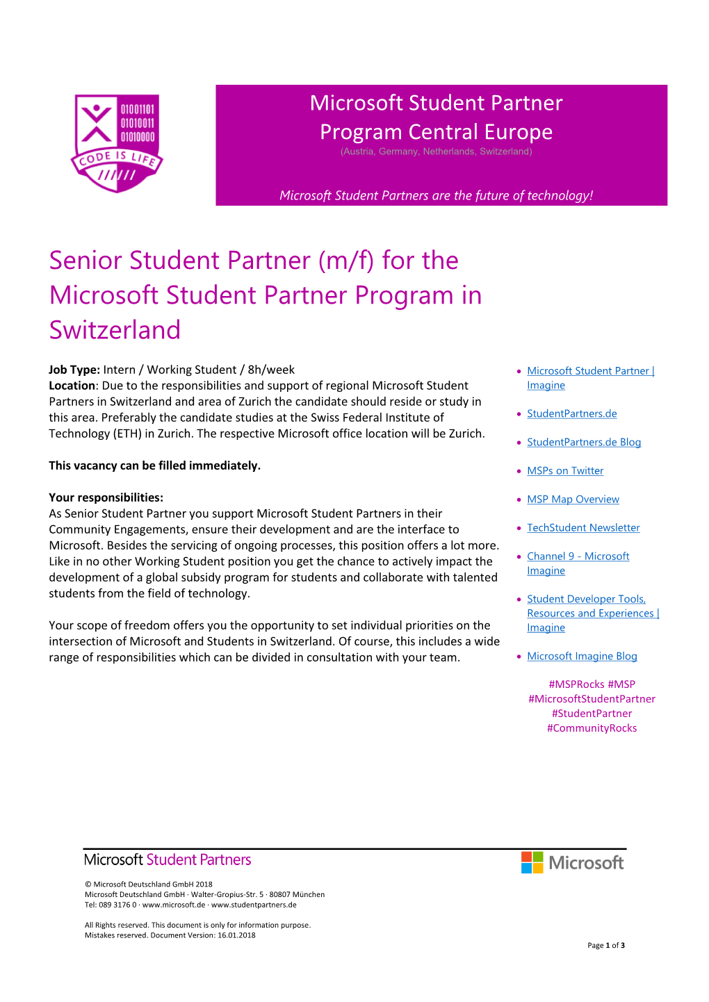 Microsoft Senior Student Partner
