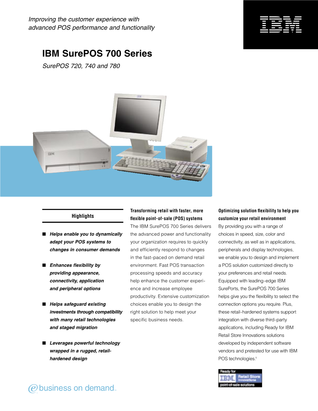 IBM Surepos 700 Series Surepos 720, 740 and 780
