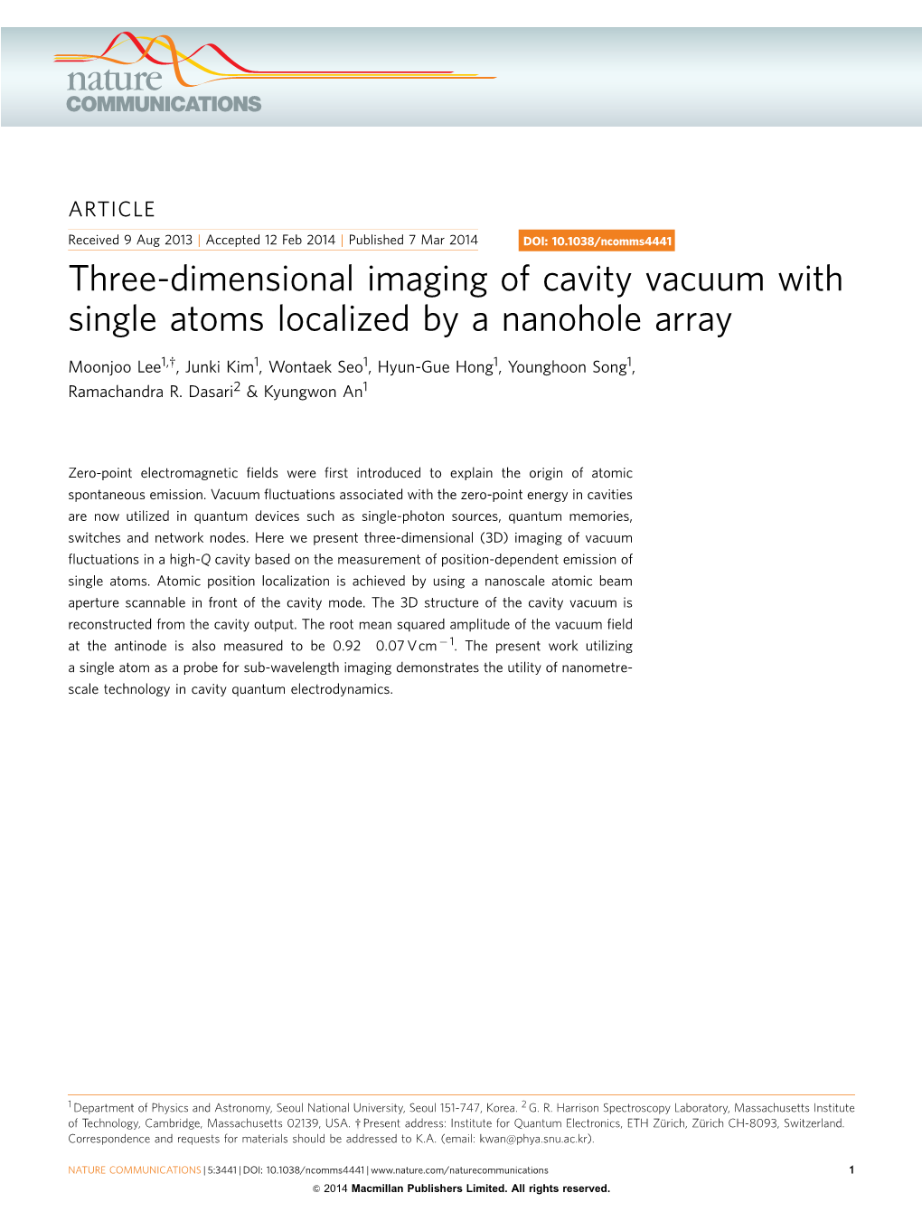 Three-Dimensional Imaging of Cavity Vacuum with Single Atoms Localized by a Nanohole Array