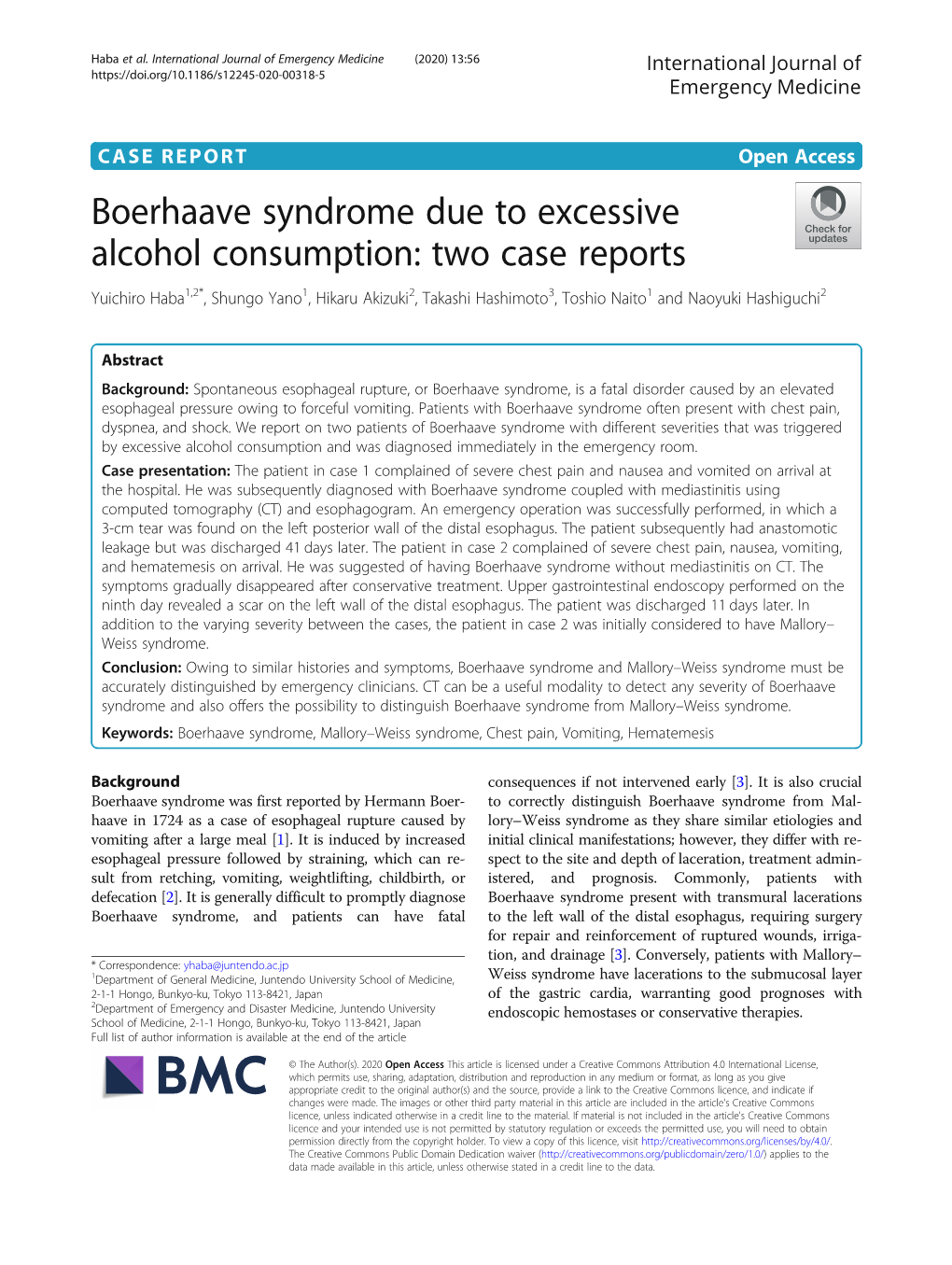 Boerhaave Syndrome Due to Excessive Alcohol Consumption