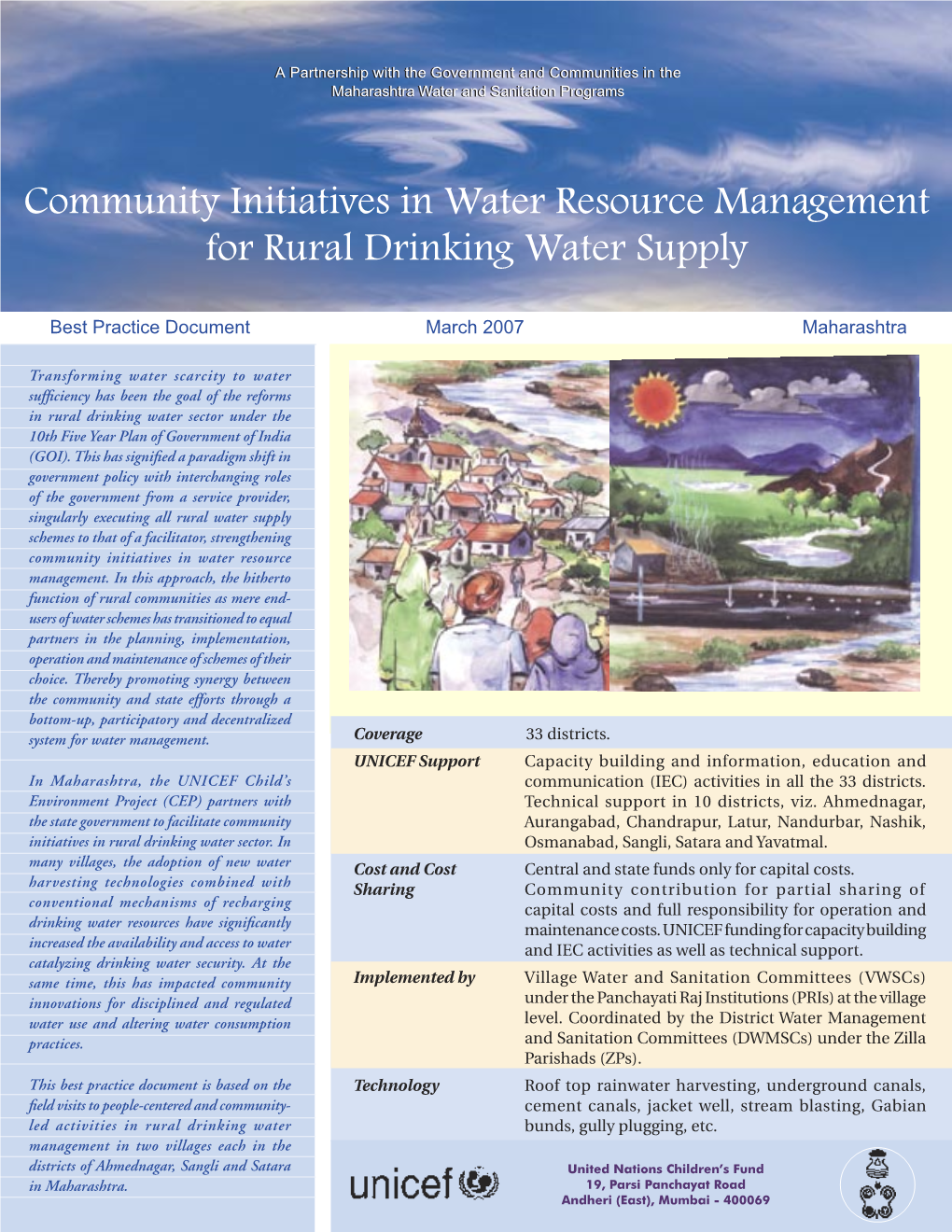 Community Initiatives in Water Resource Management for Rural Drinking Water Supply