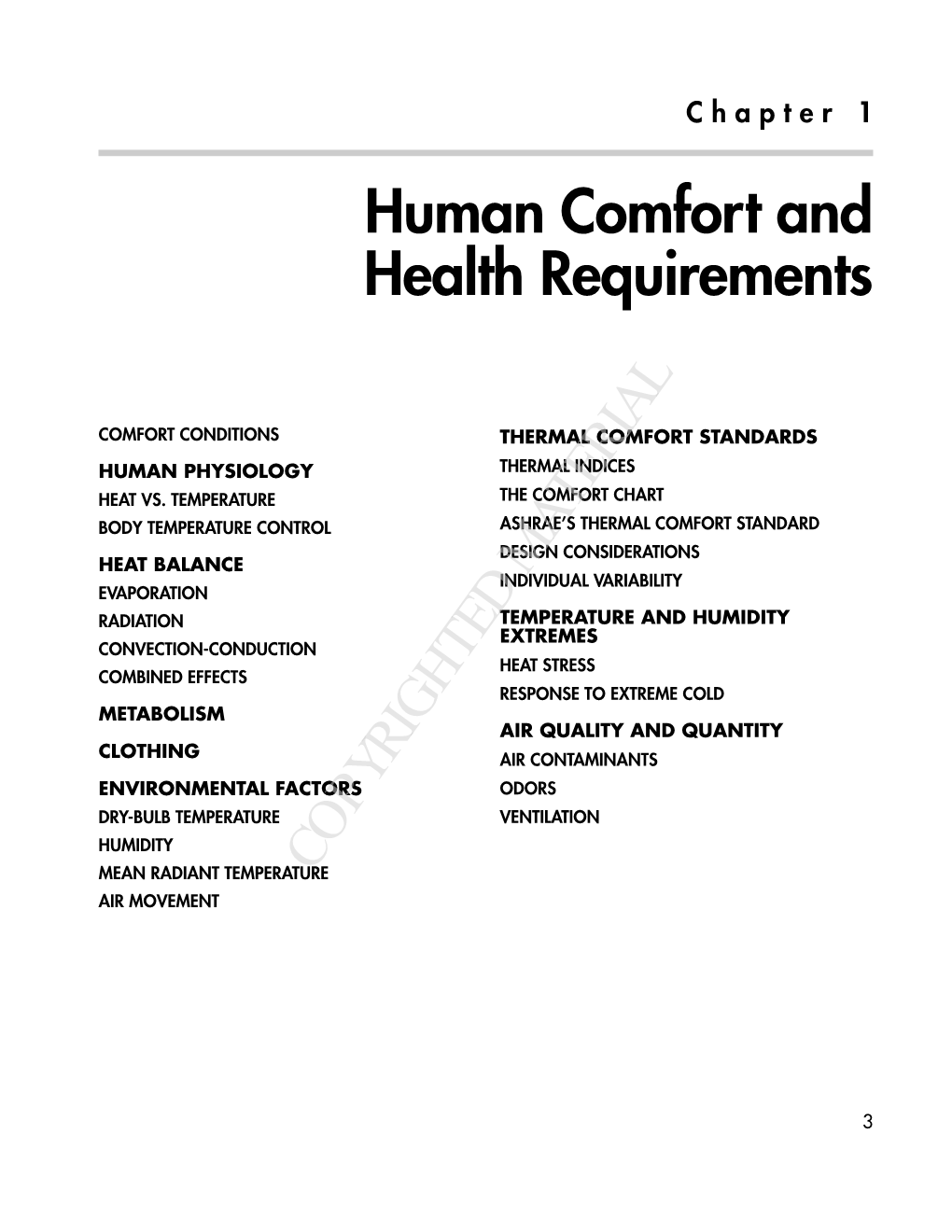 Human Comfort and Health Requirements