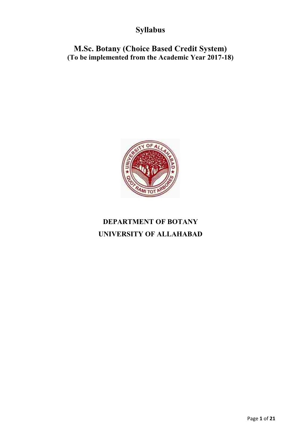 Syllabus M.Sc. Botany (Choice Based Credit System)