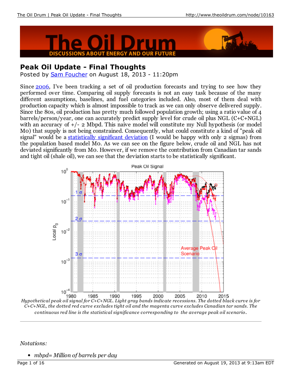 Peak Oil Update - Final Thoughts