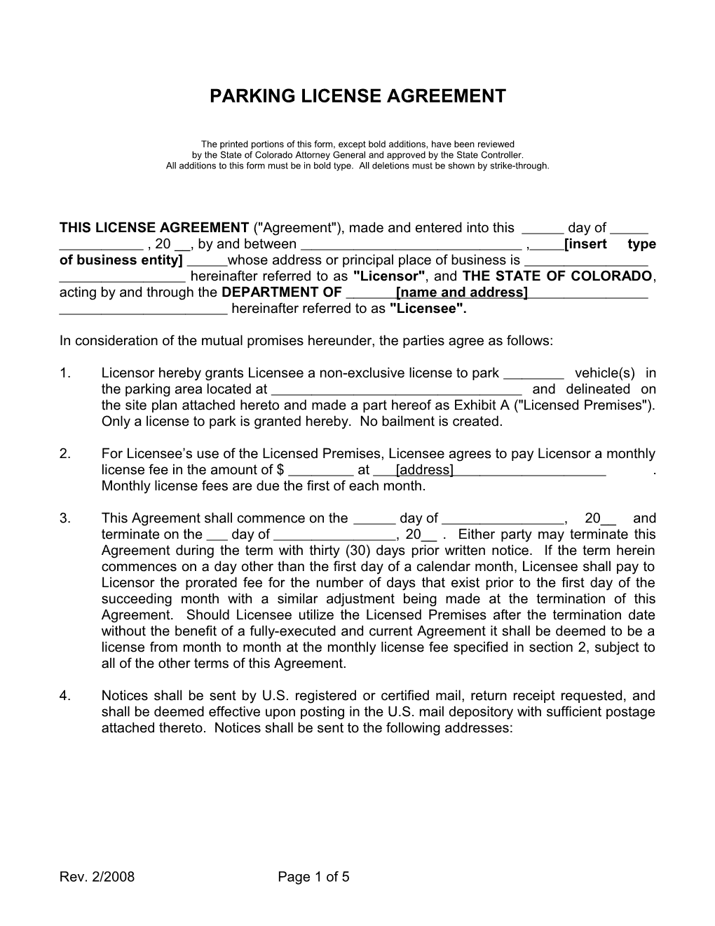 Parking Licesne Agreement