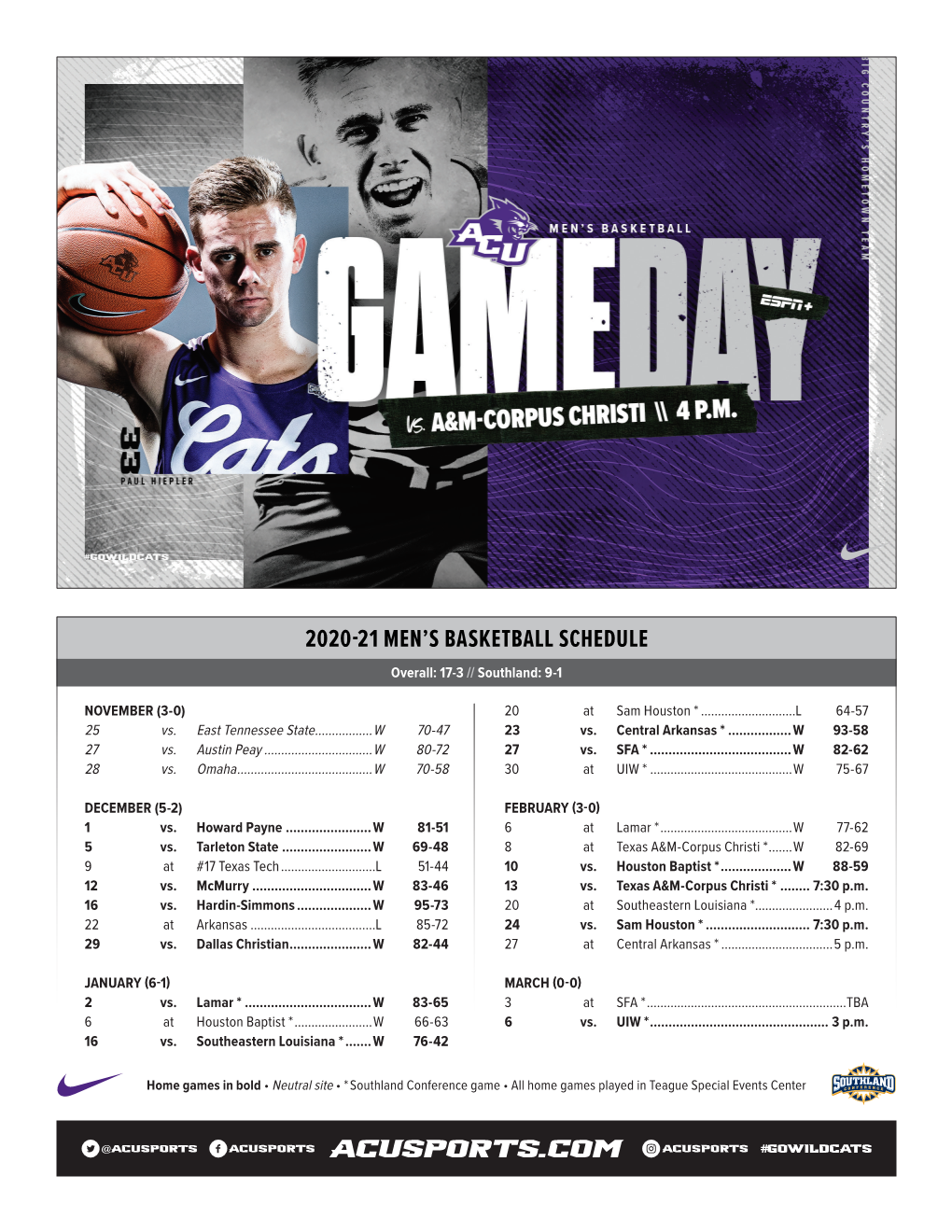 2020-21 Men's Basketball Schedule