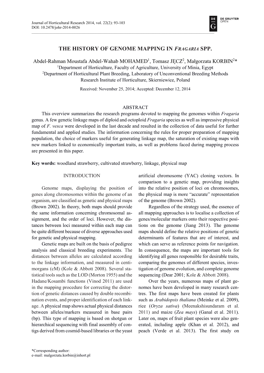 The History of Genome Mapping in Fragaria Spp