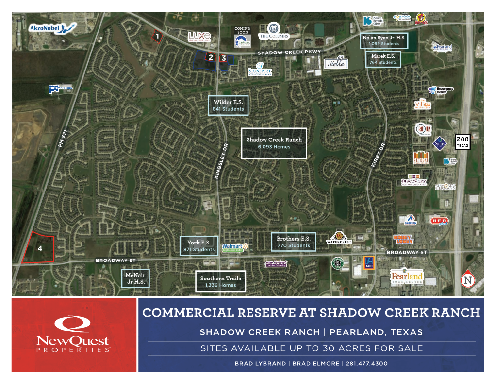 Commercial Reserve at Shadow Creek Ranch Shadow Creek Ranch | Pearland, Texas Sites Available up to 30 Acres for Sale