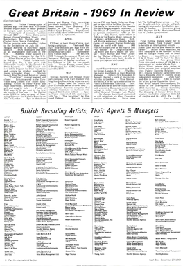 1969 in Review (Con't from Page 3) Disney and Buena Vista Recordings Leaves CBS and Sandy Roberton Chap- Left the Rolling Stones Group