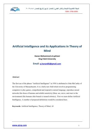 Artificial Intelligence and Its Applications in Theory of Mind