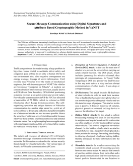 Secure Message Communication Using Digital Signatures and Attribute Based Cryptographic Method in VANET