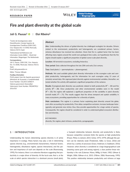 Fire and Plant Diversity at the Global Scale