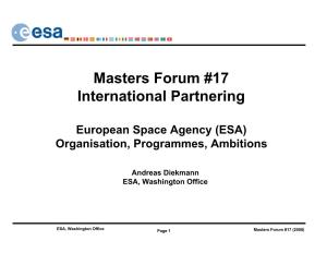 ESA) Organisation, Programmes, Ambitions