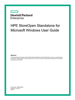 HPE Storeopen Standalone for Microsoft Windows User Guide