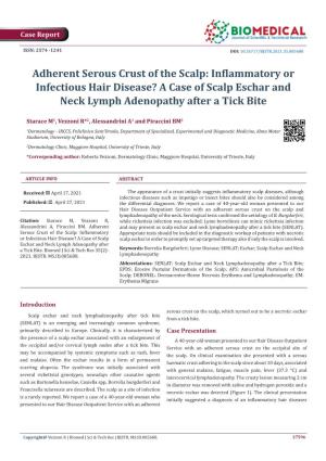 Inflammatory Or Infectious Hair Disease? a Case of Scalp Eschar and Neck Lymph Adenopathy After a Tick Bite