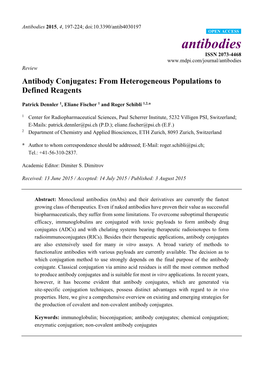 Antibody Conjugates: from Heterogeneous Populations to Defined Reagents