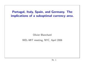 Portugal, Italy, Spain, and Germany. the Implications of a Suboptimal Currency Area
