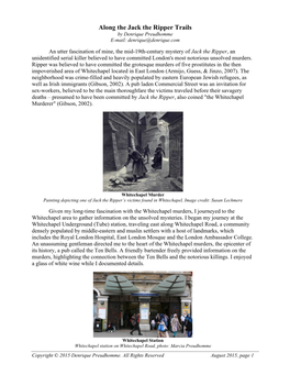 Along the Jack the Ripper Trails by Denrique Preudhomme E-Mail: Denrique@Denrique.Com