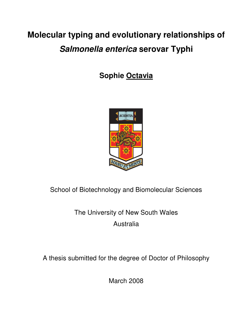 Molecular Typing and Evolutionary Relationships of Salmonella Enterica Serovar Typhi