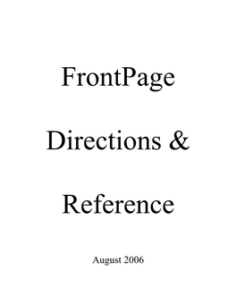 Frontpage Directions & Reference