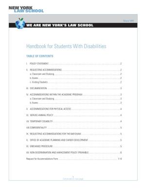 Handbook for Students with Disabilities