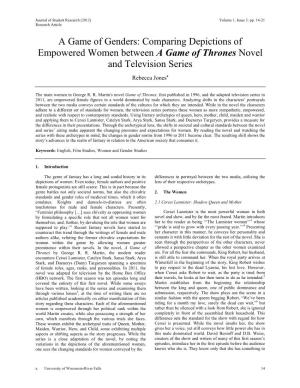 Comparing Depictions of Empowered Women Between a Game of Thrones Novel and Television Series