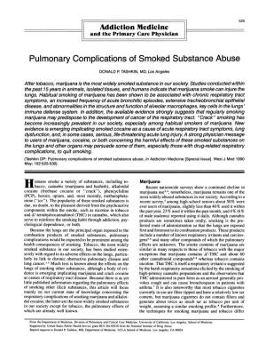 Pulmonary Complications of Smoked Substance Abuse
