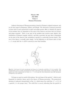 Physics 209 Fall 2002 Notes 5 Thomas Precession Jackson's