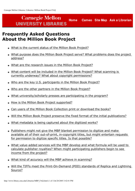 Frequently Asked Questions About the Million Book Project