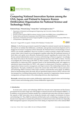 Comparing National Innovation System Among the USA, Japan, and Finland to Improve Korean Deliberation Organization for National Science and Technology Policy