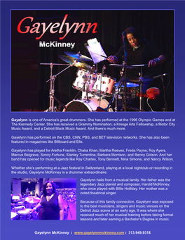 Gayelynn Is One of America's Great Drummers. She Has Performed At