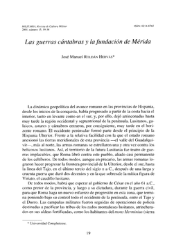 Las Guerras Cántabras Y La Fundación De Mérida