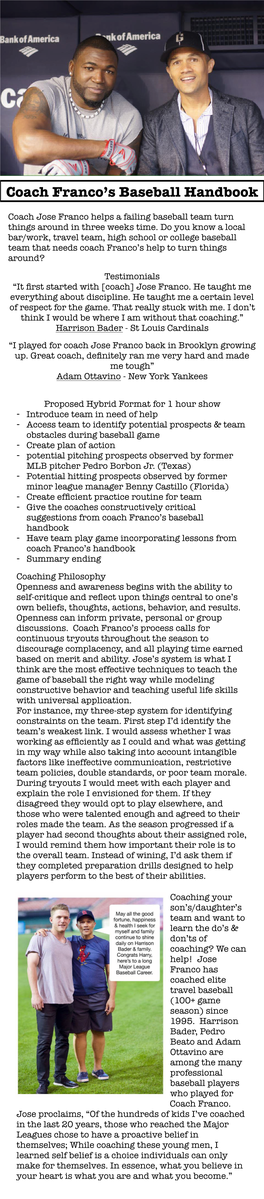Coach Franco's Baseball Handbook