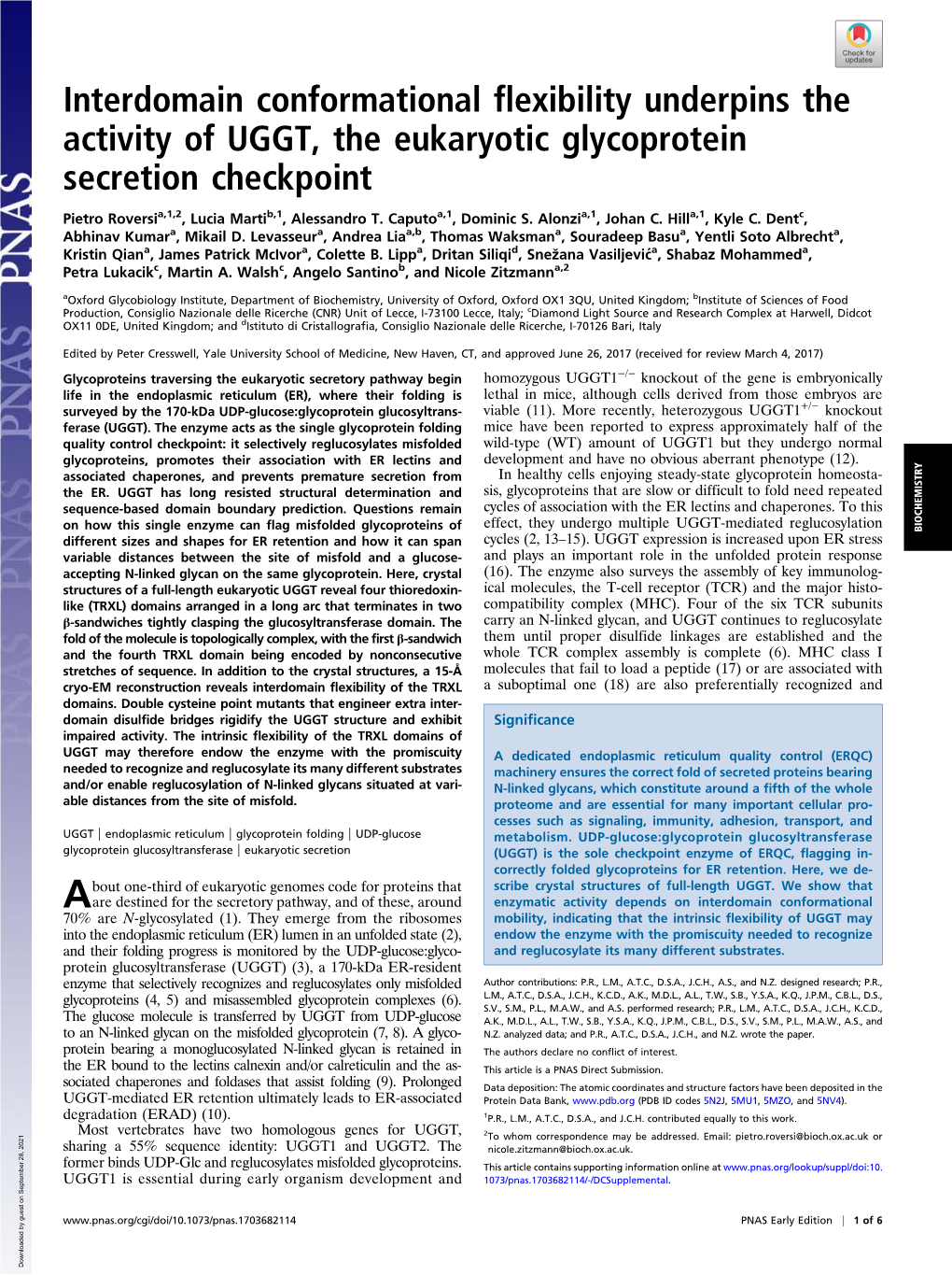 Interdomain Conformational Flexibility Underpins the Activity of UGGT, the Eukaryotic Glycoprotein Secretion Checkpoint