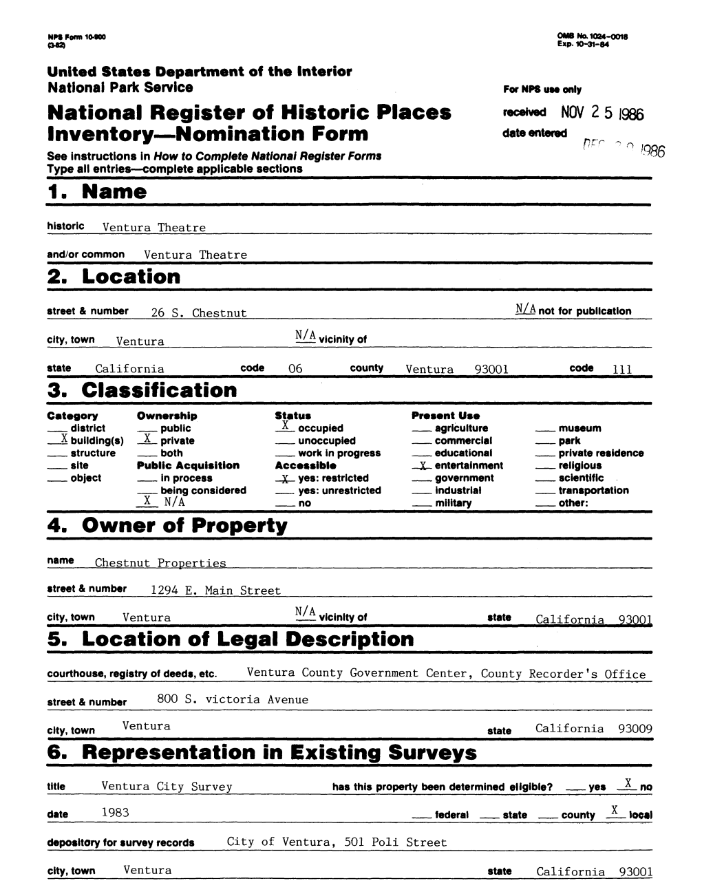 National Register of Historic Places Inventory—Nomination Form