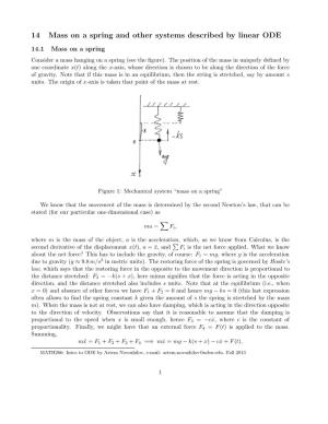 14 Mass on a Spring and Other Systems Described by Linear ODE