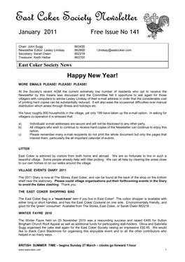 East Coker Society Newsletter January 2011