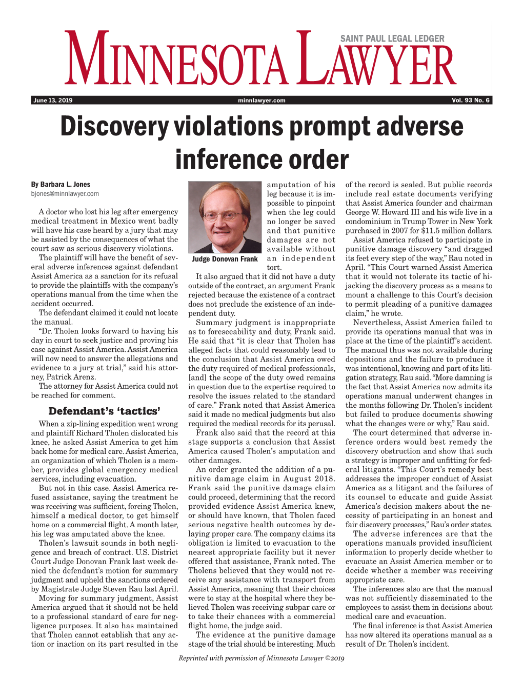 Discovery Violations Prompt Adverse Inference Order by Barbara L