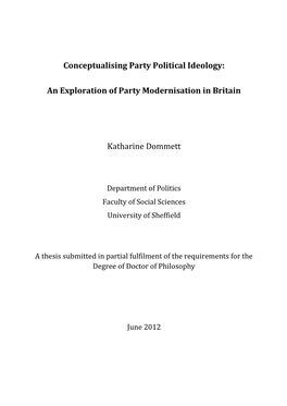 Conceptualising Party Political Ideology
