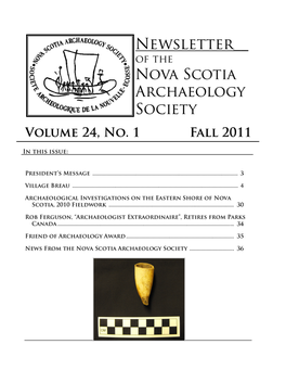 NSAS Newsletter-V24-N1-Fall-2011