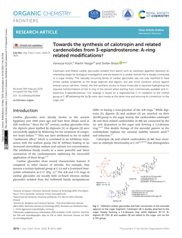Towards the Synthesis of Calotropin and Related Cardenolides from 3-Epiandrosterone: A-Ring Cite This: Org