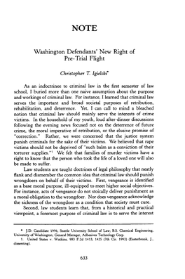 Washington Defendants' New Right of Pre-Trial Flight