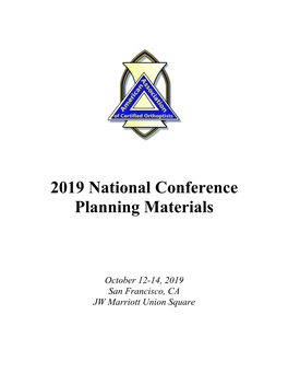 2019 National Conference Planning Materials