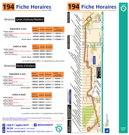 194 Fiche Horaires 194 Fiche Horaires Janvier 2021