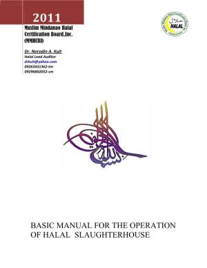 Basic Manual for the Operation of Halal Slaughterhouse