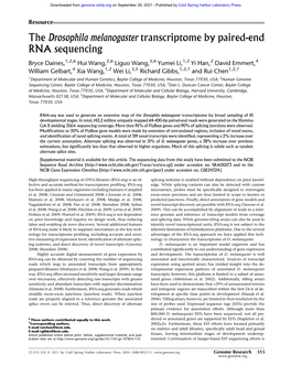 The Drosophila Melanogaster Transcriptome by Paired-End RNA Sequencing