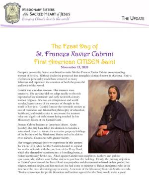 St. Frances Xavier Cabrini First American CITIZEN Saint November 13, 2020
