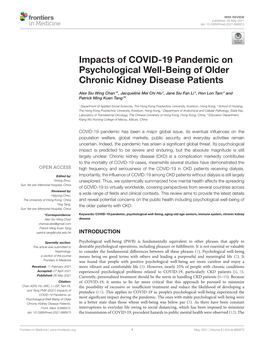 Impacts of COVID-19 Pandemic on Psychological Well-Being of Older Chronic Kidney Disease Patients