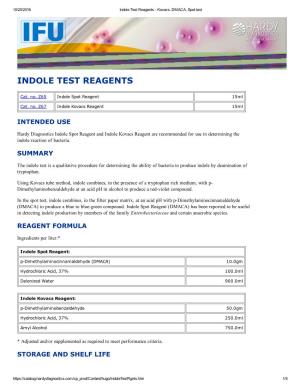 Indole Test Reagents ­ Kovacs, DMACA, Spot Test